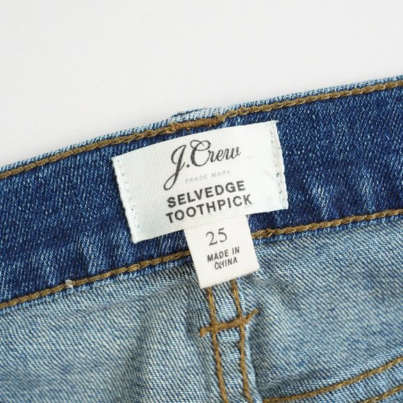 J. Crew Selvedge Toothpick Stretch Denim Skinny Jeans Womens Size 25 Dark Wash - Picture 5 of 13